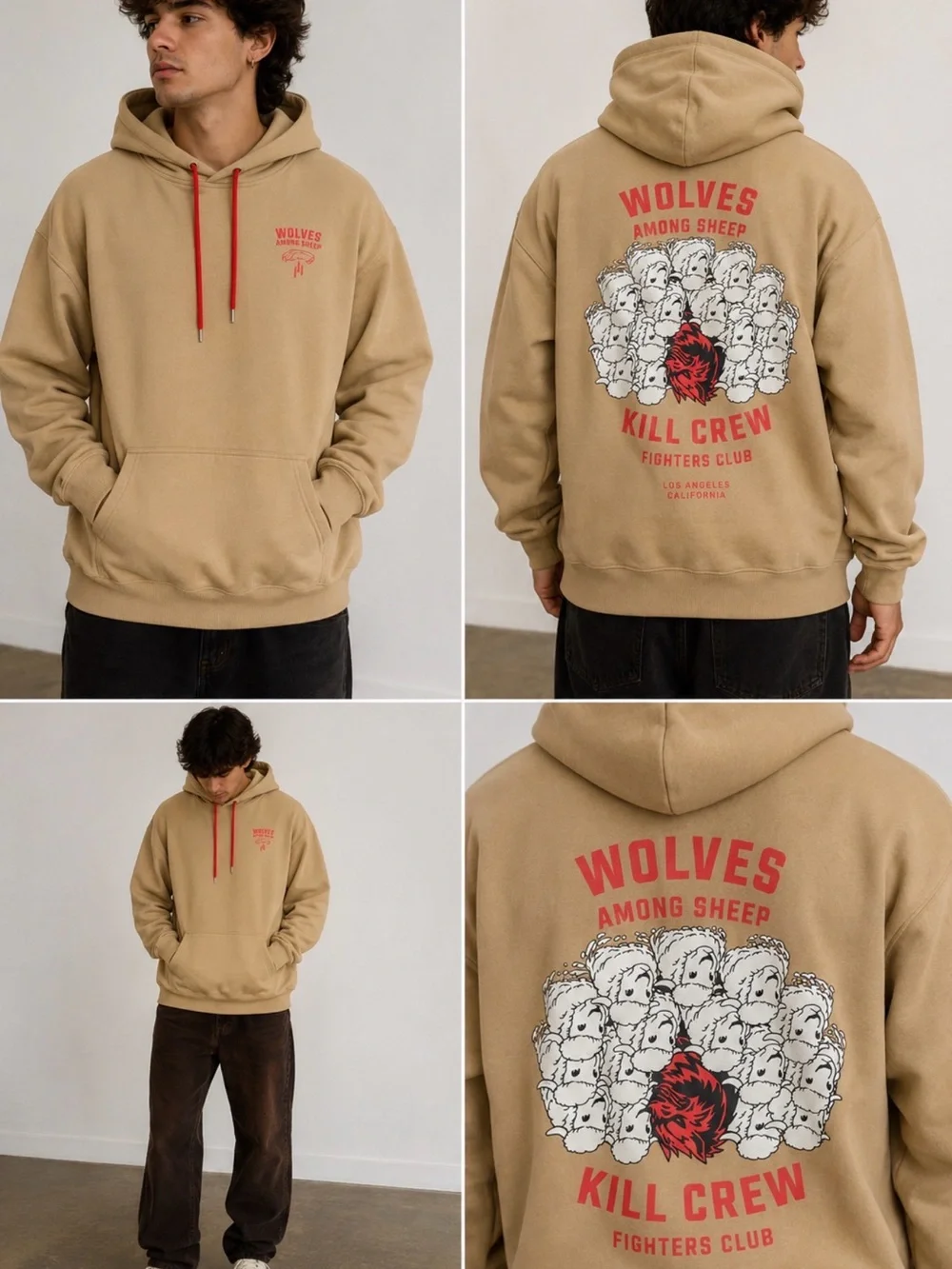 Wolves Among Sheep Tan Graphic Hoodie